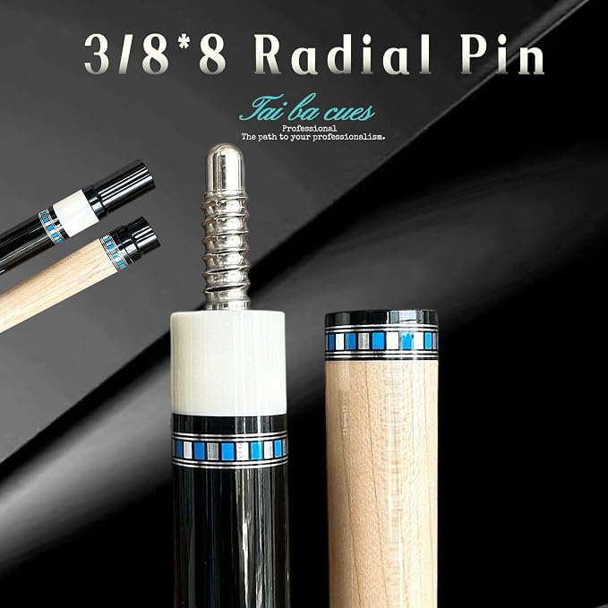 Tai ba cues Pool cue Stick + Hard Case, Multi-Weight System, Multilayer Leather Tip -12.5/11.5mm, 58", Hardwood Canadian Maple Professional Billiard Cue Stick