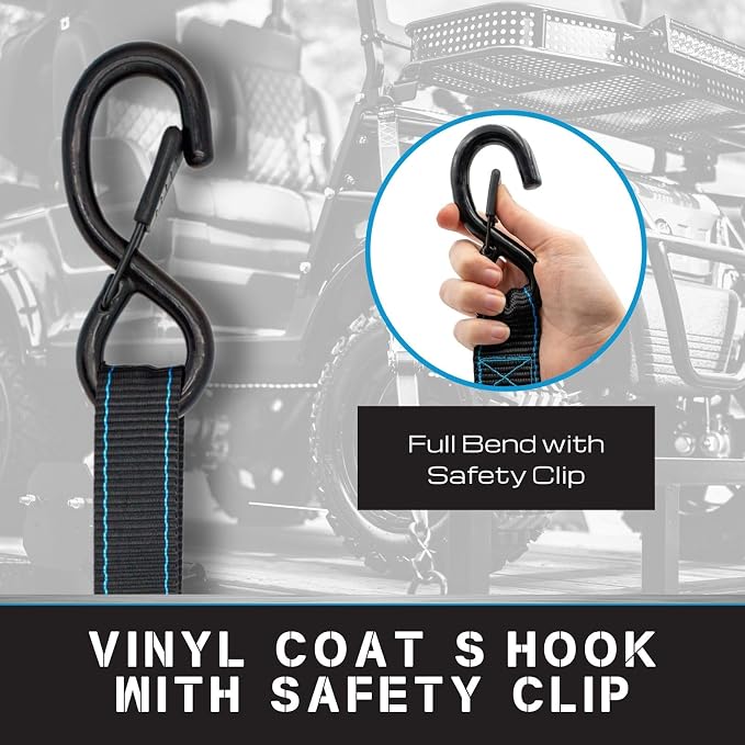 Tie Down 1 inch x 15 ft Black Ratchet Strap, 4-Pack Kit - 1823 lbs. Breaking Load Limit