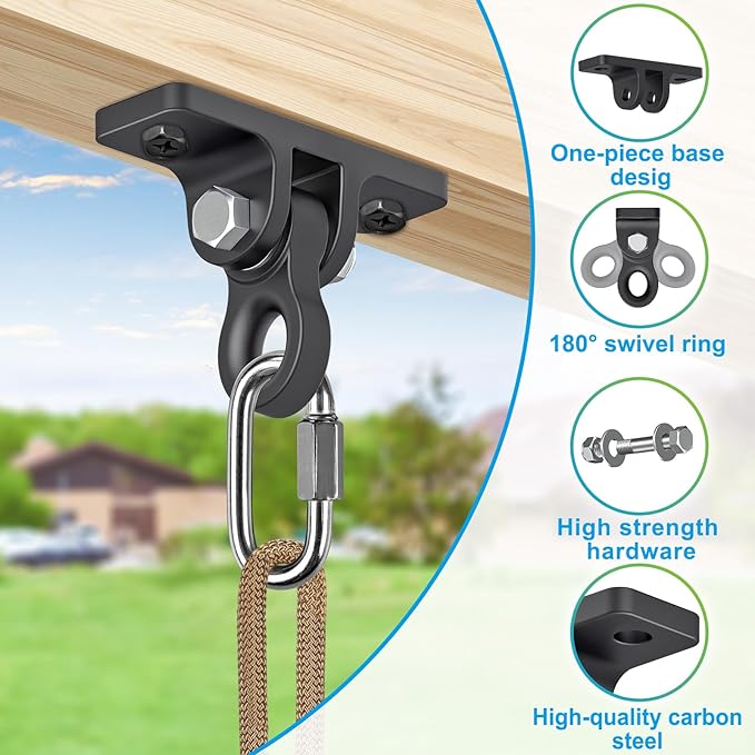 Dolibest Heavy Duty Swing Set Kit – Reinforced A-Frame Brackets & 4 Hangers, DIY Swing Set Hardware Kit for Backyard Garden