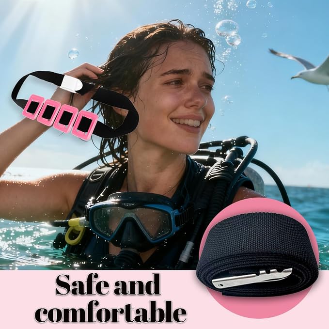 4Pcs Dive Weights Belt Pink Coated Diving Weight Block for Scuba Diving Coated Dive Weights Nylon Dive Belt with 1 Metal Quick Release Buckle for Free Diving Underwater Operations