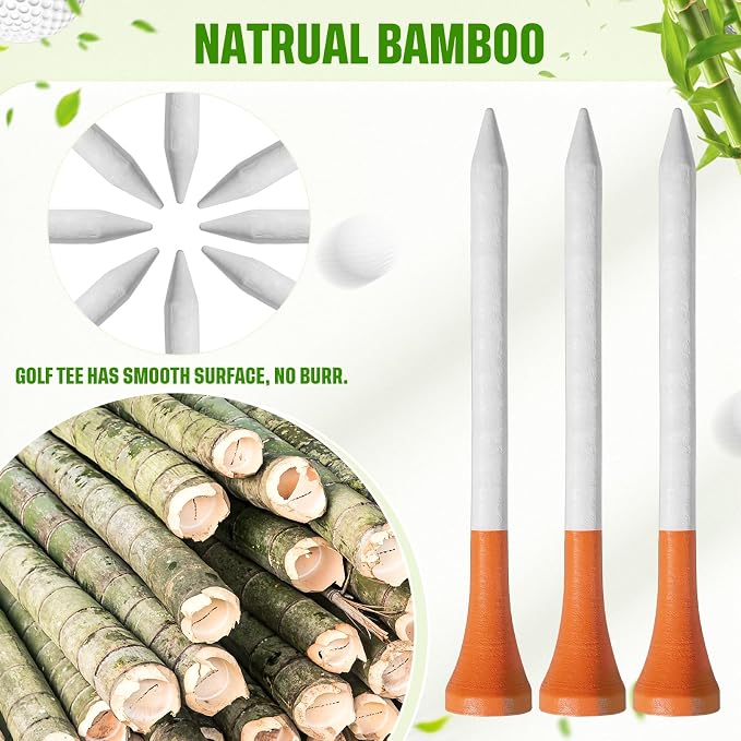 Mudder Golf Tees Bulk Wooden Bamboo Golf Tees Multicolor Wood for Men Balls Accessories