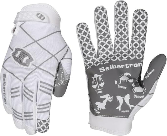 Seibertron Pro 3.0 Twelve Constellations Elite Ultra-Stick Football Receiver Gloves | Super Sticky Grip for Youth Kids Boys 8-12 Girls & Adult Men & Women, Perfect Sports Gift