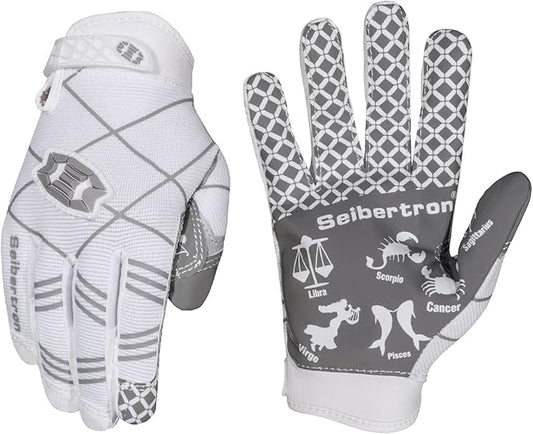 Seibertron Pro 3.0 Twelve Constellations Elite Ultra-Stick Football Receiver Gloves | Super Sticky Grip for Youth Kids Boys 8-12 Girls & Adult Men & Women, Perfect Sports Gift