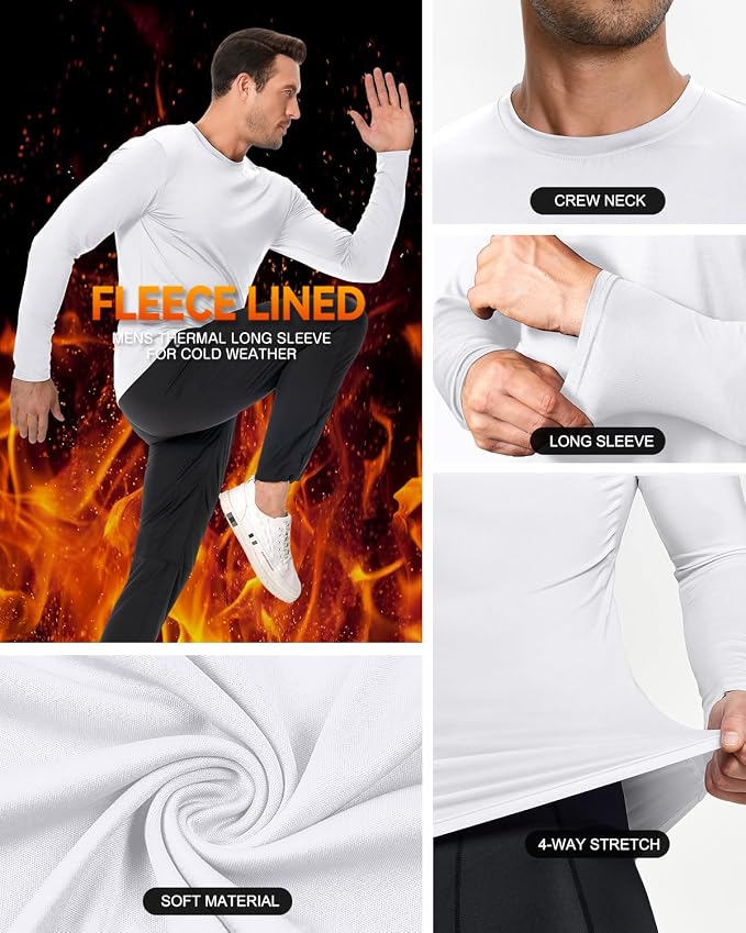 Men's 1, 3 or 5 Pack Performance Long Sleeve T-Shirts, UPF 50+ Sun Protection Shirts, Athletic Gym Workout Shirts for Running