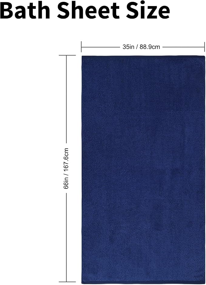 Everplush Diamond Collection Extra Large Bath Sheet Towel – 1 Pieces, Super Soft & Highly Absorbent, Quick-Drying & Extra Large. Perfect for Bathroom, Pool, Swimming Use (Navy, 35" x 66" 1PK)