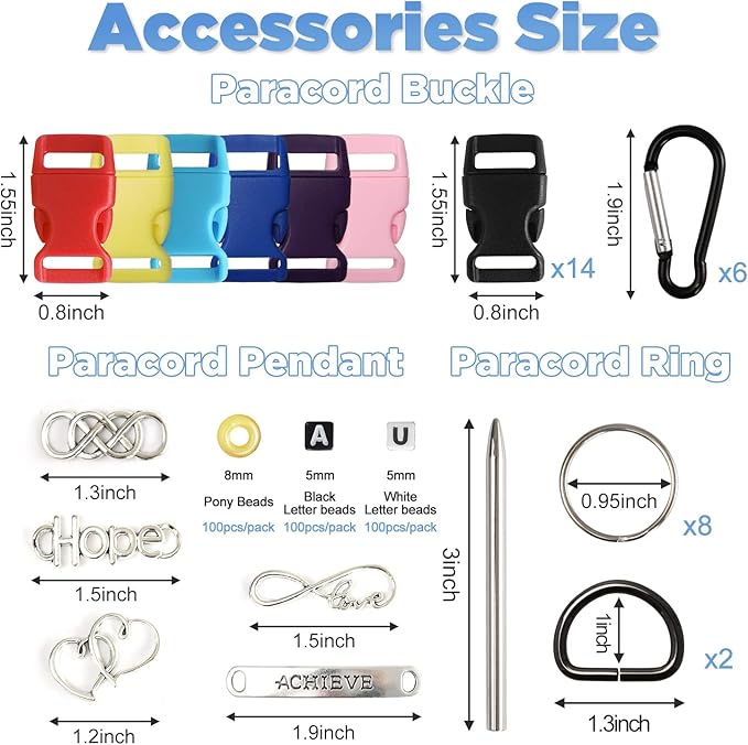 GNILLKO Paracord Bracelet Kit - 40 Colors, 10 Feet, Complete Accessories for Making Bracelets, Lanyards, Dog Collar