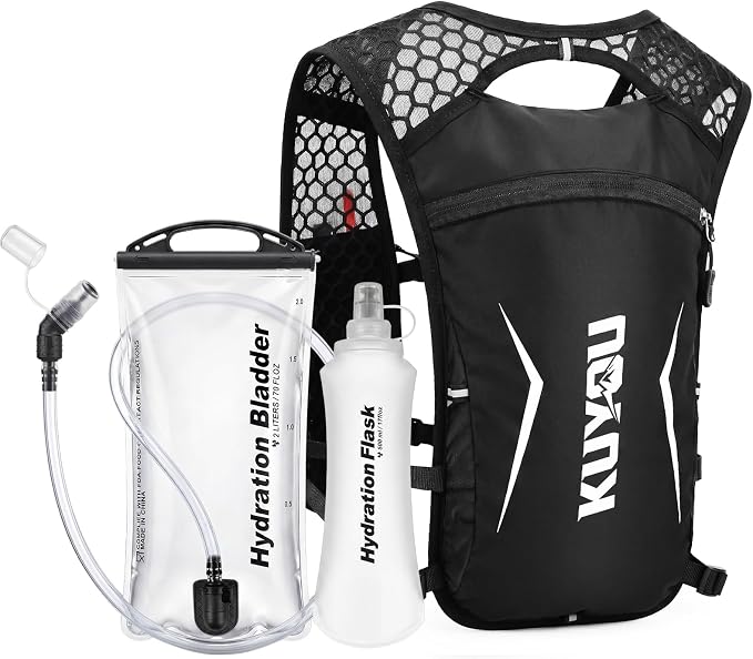 KUYOU Running Vest for Women & Men, Lightweight Hydration Backpack with 2L Water Bladder, Water Backpack for Trail Running, Hiking, Cycling & Marathon
