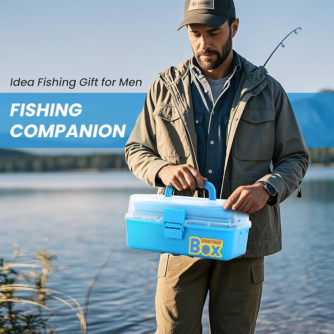3-Layer Fishing Tackle Box Kit with Accessories Case and Tools | 1.Included fish gripper, split ring pliers 2. Larger Tools Can Be Placed 3.Suitable for beginners and as a gift for angle