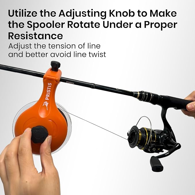 Pristis Upgraded Fishing Line Winder for Thick Spool, Reel Spooler with Tangle Free System, Spool Holder with Tension-Adjusted Design, Anti-Twist Spooling Tool Gear for Baitcasting Casting Spinning