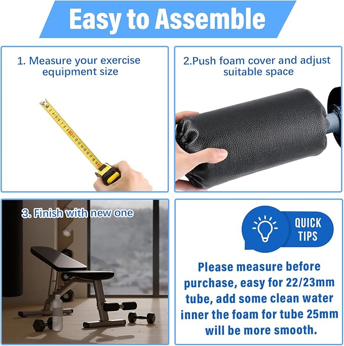 Hollowfly 4 Pcs Foam Foot Pads Foam Roller Pad Replacement for Weight Bench Inversion Table and Gym Exercise Equipments(8 x 3.5 x 0.8 Inches)