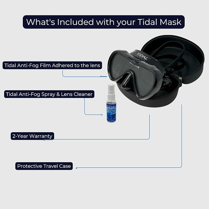 Tidal Mask-Advanced Anti Fog Diving Mask for Scuba Diving, Snorkeling, Free Diving&Swimming. Wide-Angle Tempered Glass Single Lens.