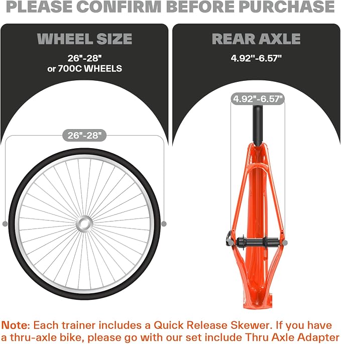 Sportneer Bike Trainer - Magnetic Stationary Bike Stand for 26-28" & 700C Wheels - Adjustable 6 Level Resistance Bike Trainer Stand for Indoor Riding with Quick Release Lever & Front Wheel Riser Block