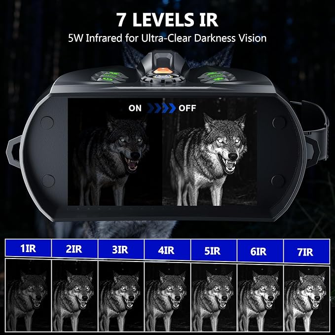 4K Night Vision Goggles, 4.0" HD Screen Night Vision Binoculars with 5000mAh Rechargeable Battery, 64GB TF Card for Photo & Video, Infrared Binocular for Adults, Camping, Wildlife Observation