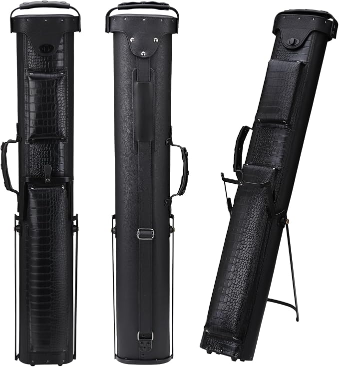 2x4 Pool Cue Case, Hard Pool Cue Case, Billiard Cue Case with Stand, Billiards Accessories Holds 2 Cue Butt and 4 Cue Shafts