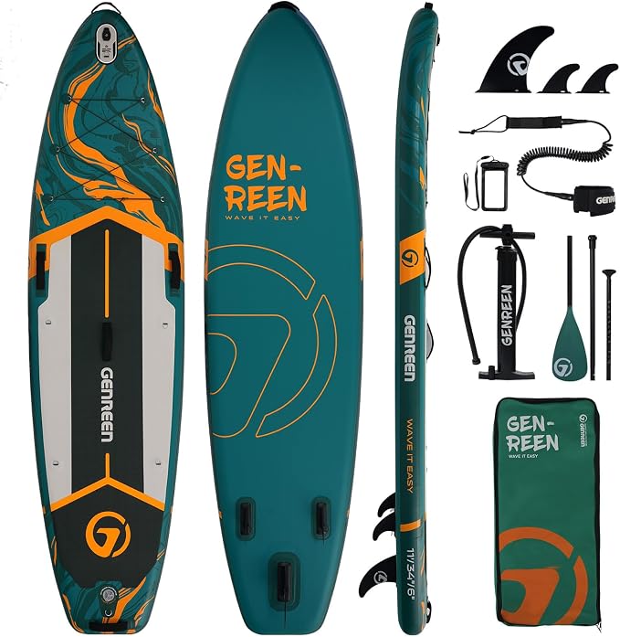 Paddle Board Stand up Paddle Board (Extra Large 11'*33/34") Newly Improved 2 Side Layers 450LBS Quality Inspection×5 (All-Season for JP customers) paddleboards Fishing Family Pet Friendly