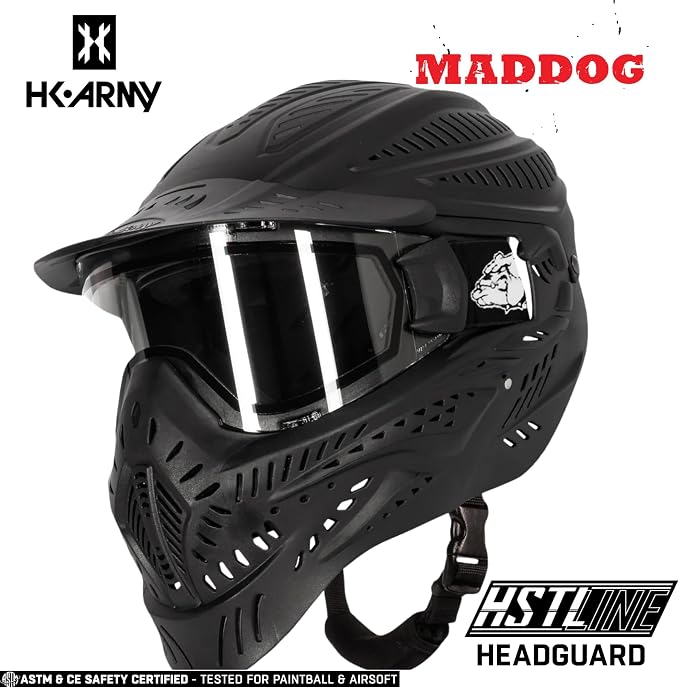 Maddog HK Army HSTL Paintball Airsoft Mask Goggle System | Replaceable Thermal Dual-Pane Anti Fog Lens | Adjustable Full-Face Safety Certified Protection