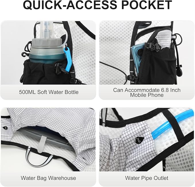 IX INOXTO Running Vest Hydration Backpack, Lightweight Running Backpack Hydration Pack with 1.6L Water Bladder Daypack for Trail Running Hiking Cycling Race Marathon for Women Men