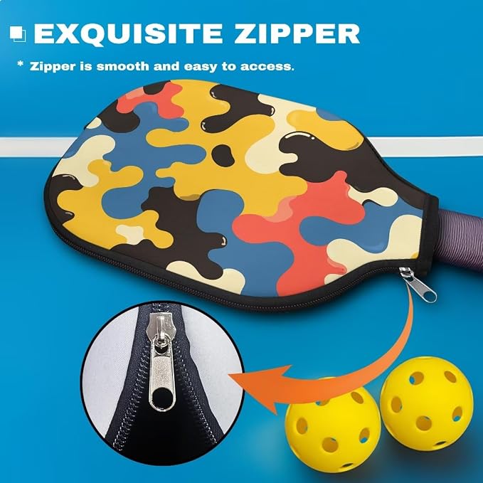 Blue Camo Corgi Pattern Print Pickleball Paddle Covers Only Paddles Holder Sleeve Fits Most Rackets