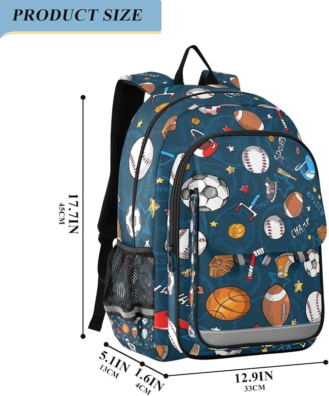 Fisyme Cartoon Baseball Sports School Backpack Laptop Backpacks Bags Bookbag Travel Casual Computer Notebooks Daypacks