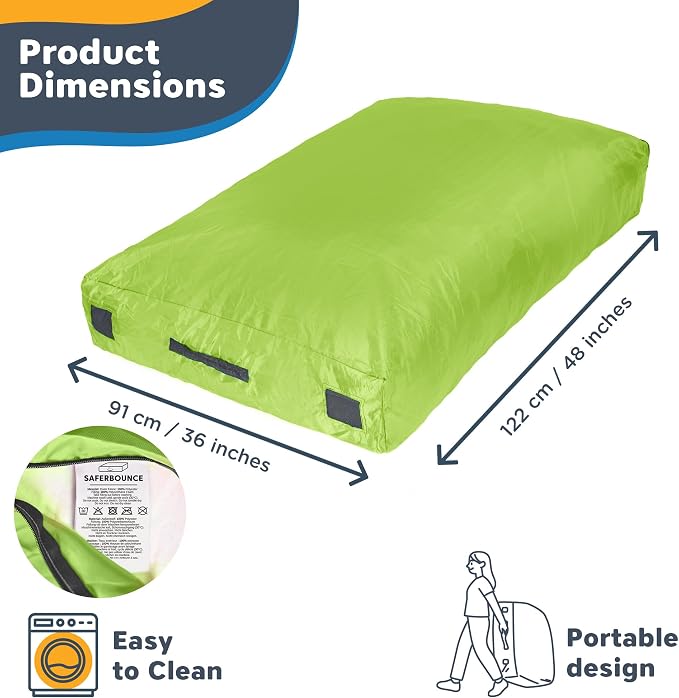 SaferBounce Crash Pad for Kids Sensory | Big 5Ft x 5Ft, 3Ft x 4Ft Or 3Ft x 3Ft | Autism Sensory Crash Mat for Jumping Play | Crashpad | Soft Foam Landing Pad | Giant Mat Pillow | Climbing, Gymnastics