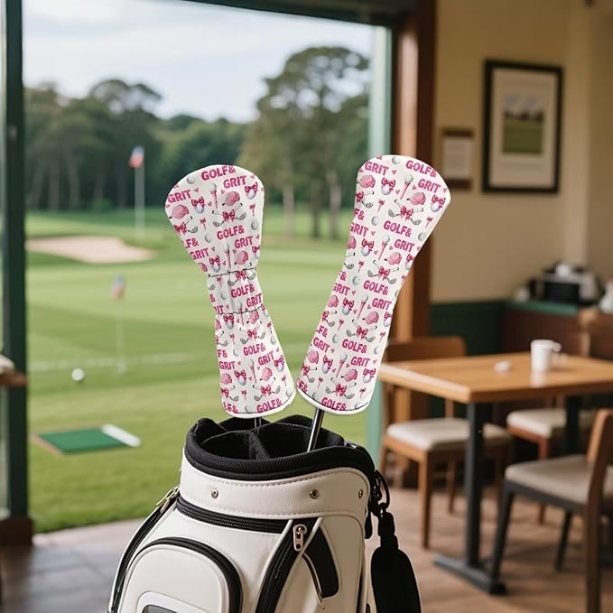 Rnyleeg Golf Club Head Covers for Women Driver Head Cover Leather Fairway Wood Headcover Hybrid Headcovers for Golf Clubs