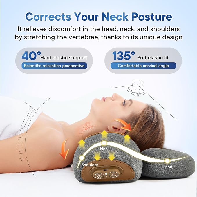 Upgraded Neck Massager Pillow, 3-in-1 Neck Massager, Traction Massage with Heat, Neck Pillow for Shoulder Pain, Deep Tissue Pain Relief, Rechargeable TheraPillow, Gifts for Women/Men