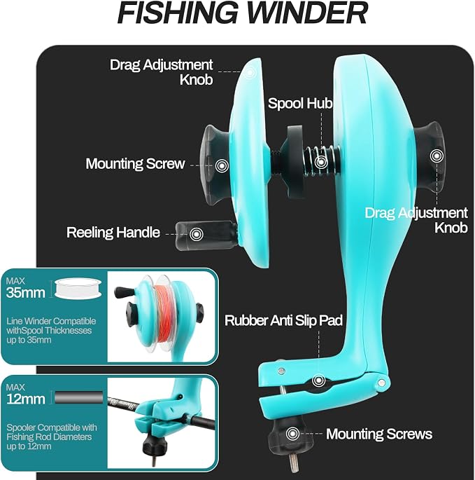 Fishing Line Spooler for Spinning Cast Reels Spooling Station Spools Holder Winder Machine Accessories