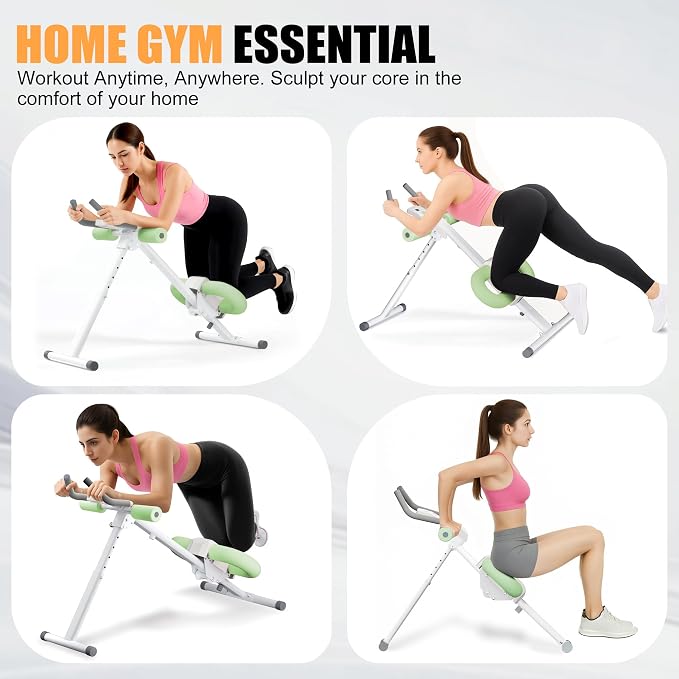 Abdominal Trainers - Adjustable Ab Trainer Machine, Foldable Abdominal Workout Equipment with Knee Protection - Home Gym Core Strength Trainer for Men & Women