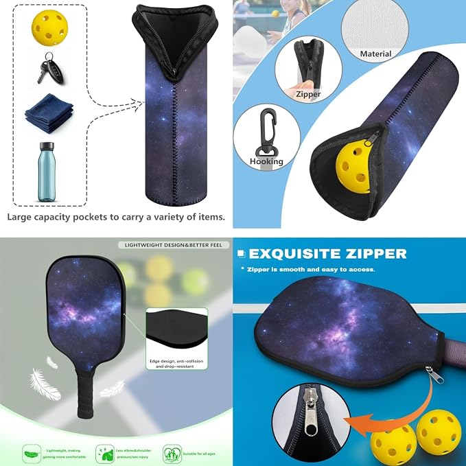 Pickleball Paddles Set 3PCS Pickleball Paddle Case Pickleball Racket Pickleball Bag Ideal for Beginners Gifts