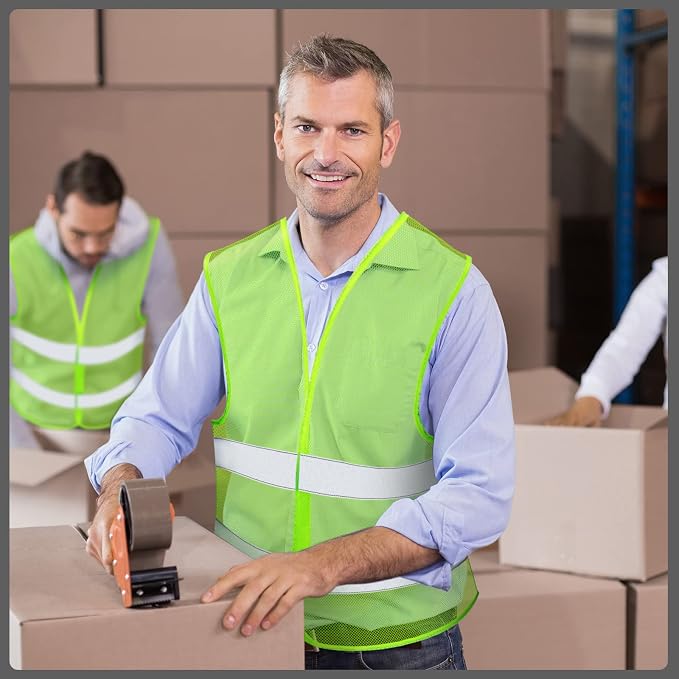 Unittype Reflective Safety Vests Hi Vis Work Vest Mesh High Visibility Silver Strip Adjustable Size for Men Women Outdoor