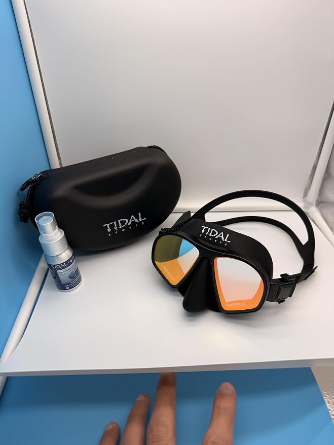 Tidal Freedive Mask - Aluma Pro with Advanced Anti-Fog Technology. Ultra Low Volume Mask for Freediving, Snorkeling and Scuba Diving. Tempered Glass Lens.