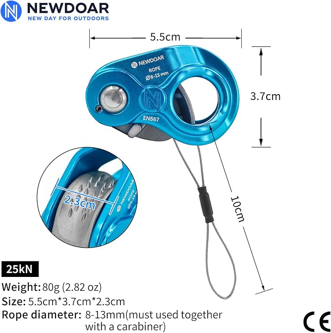 NewDoar Rope Grab Lightweight Rope Clamp Ascender Riser Adjuster Fits 8-13mm Rope Self-Locking Grip for Rock Climbing,Protection Rescue,Rappelling,Gear Equipment-Sharp Teeth