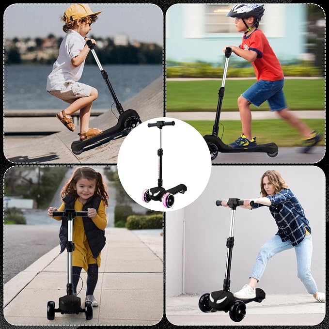 Electric Scooter for Kids w/150W Powerful Motor, Thumb Throttle, LCD Screen, Bluetooth, Light-Up Stem Deck & Wheels, 3 Adjustable Heights, 5MPH Safe Speed, 3 Wheel Electric Scooter for Kids