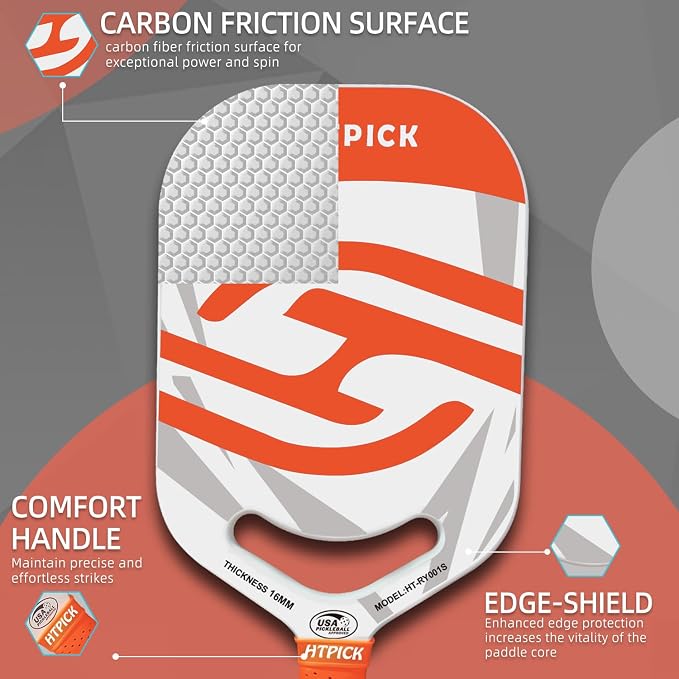 Pickleball Paddles | T700 Carbon Fiber Pickleball Paddle with Aero Throat | Hot-Press Moulding | 16mm Polymer Core | Specifically Engineered for Swing Speed and Manoeuvrability