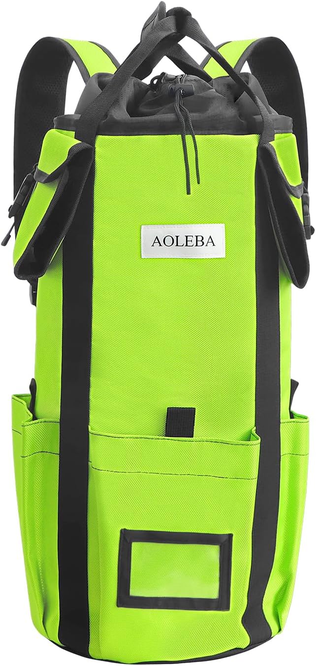 AOLEBA Arborist Rope Storage Bag Tree Climbing Rock Rope Bucket Backpack Rope Storage Bag Large Capacity 1680D Thicken Nylon Material with Hand Straps, Side Pockets