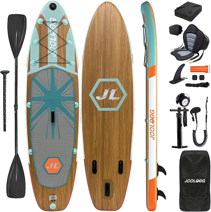 Inflatable Stand Up Paddle Board with Seat, 10'6"/10'5" SUP 440LBS, Recreational Paddleboard for Adults Beginners, Blow Up Paddle Board with Fishing Design, Camera Mount, Cooler Bag & Full Accessories