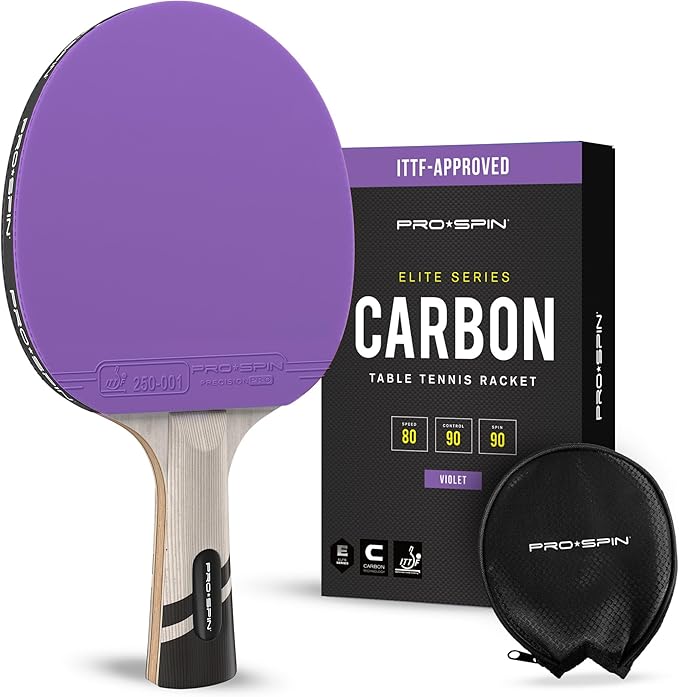 PRO-SPIN Ping Pong Paddles – ITTF Approved Professional Table Tennis Rackets with Carbon Fiber for Superior Control | 7-Ply Blade, Premium Rubber, 2.0mm Sponge