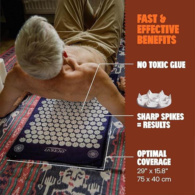 ShaktiMat Acupressure Mat for Relaxation, Massage Muscles, Aid Sleep & Unlock Inner Tension, Similar to Acupuncture, No Needles Required (Classic, Level 1, Indigo)