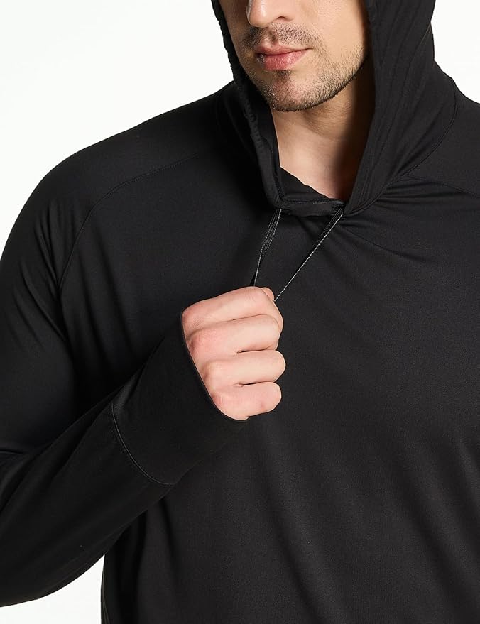 CQR Men's UPF 50+ Sun Protection Long Sleeve Quick Dry Athletic Shirts, Stretch Running Workout Hiking T-Shirts