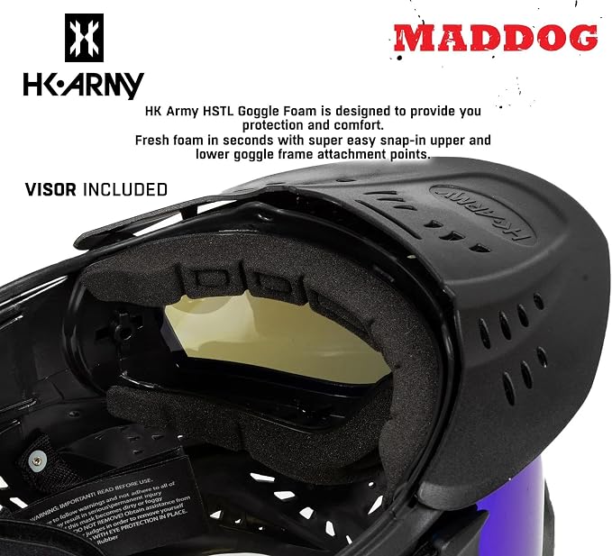Maddog HK Army HSTL Paintball Airsoft Mask Goggle System | Replaceable Thermal Dual-Pane Anti Fog Lens | Adjustable Full-Face Safety Certified Protection