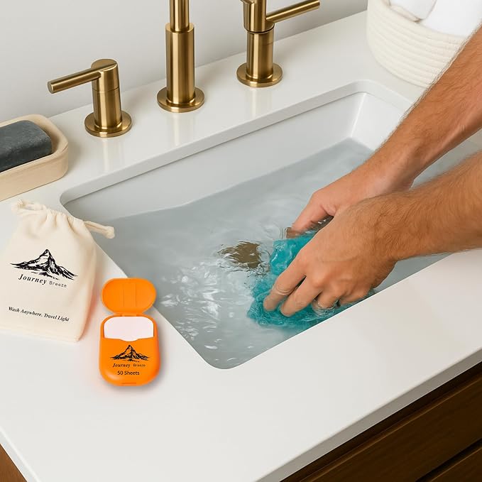 Travel Laundry Detergent Sheets 50 Pack – Compact Travel Detergent for Sink Washing, Lightweight Laundry Detergent Strips for Clothes on Trips, Hotels & Cruises