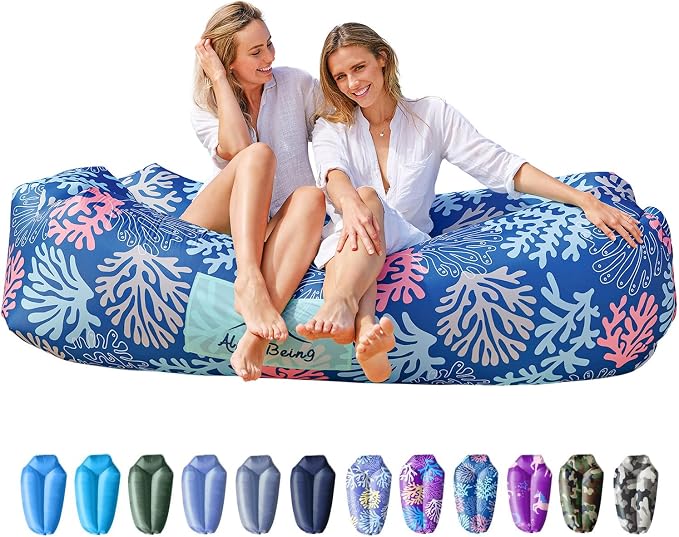 AlphaBeing Inflatable Lounger Beach Chair Accessories, Air Sofa Hammock Inflatable Couch for Camping Backyard Lakeside with Compression Sacks, Ideal Outdoor Gifts for Adults