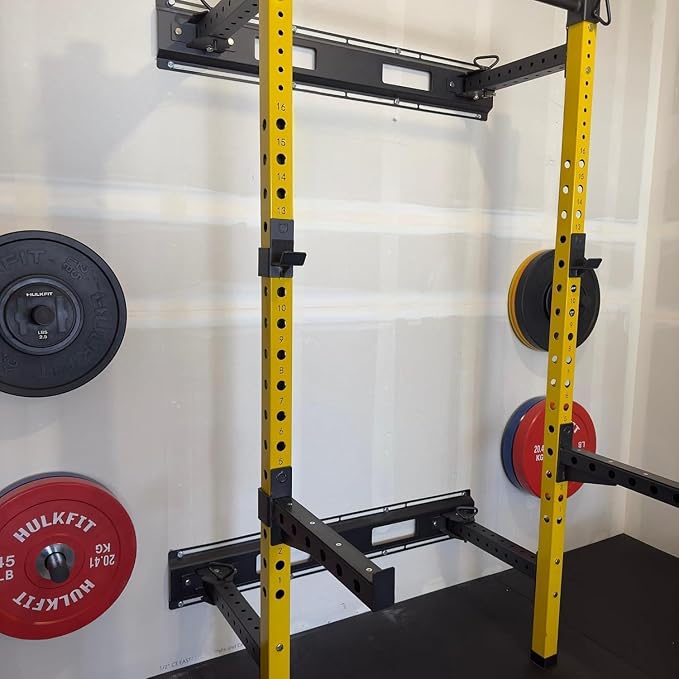 Fitvids Wall Mounted Power Rack Squat Stand, 1000 Pound Capacity for Home and Garage Gym with J-Hooks,Squat Lever Arm, Multiple Size and Colors