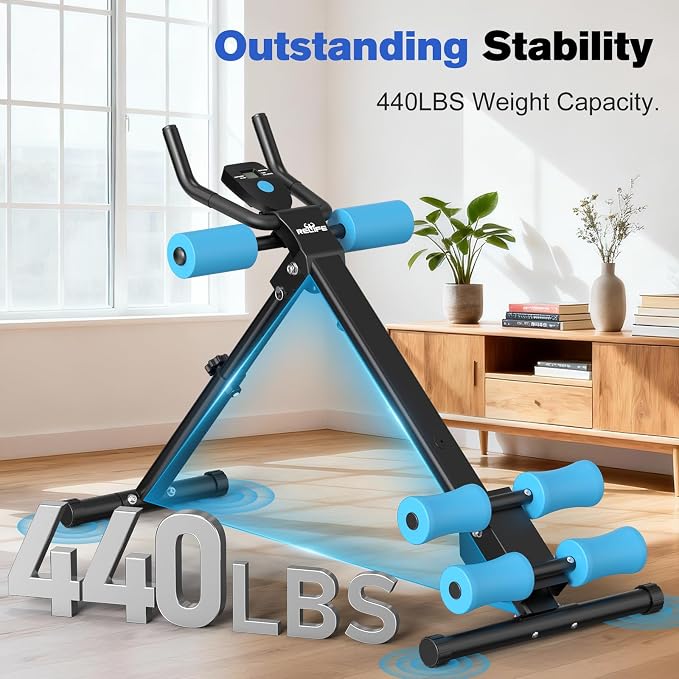 RELIFE REBUILD YOUR LIFE AB Workout Machine Adjustable Ab Trainer Machine Foldable Ab Cruncher Strength Training Equipment for Home Gym, Full Body Workout Equipment 440 LBS