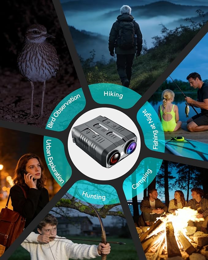 Night Vision Goggles | 10X Zoom Night Vision Binoculars & 3'' LCD Screen with Infrared, 3000mAh Rechargeable Battery, 32GB TF Card, Video and Sound Recording for Camping, Black
