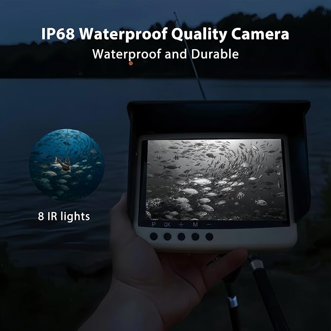 Underwater Camera & Fish Finder: 5.5 Inch OLED 1080P Waterproof Ice Fishing Camera with Monitor｜Portable Fish Finders for Ice/Lake Fishing｜Depth Finder for Boat/Kayak & Murky Under Water
