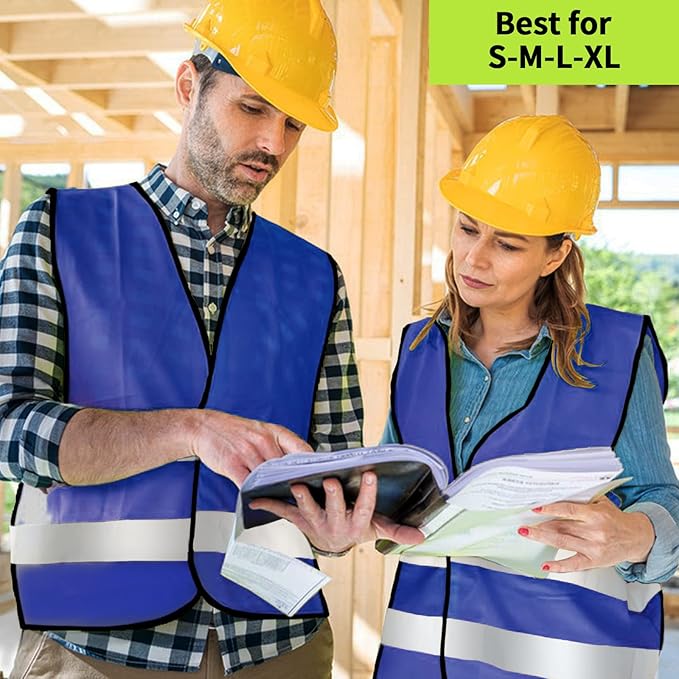 Safety Vest, Reflective High Visibility Construction Vest for Men, Work, Cycling, Runner, Surveyor, Volunteer, Road