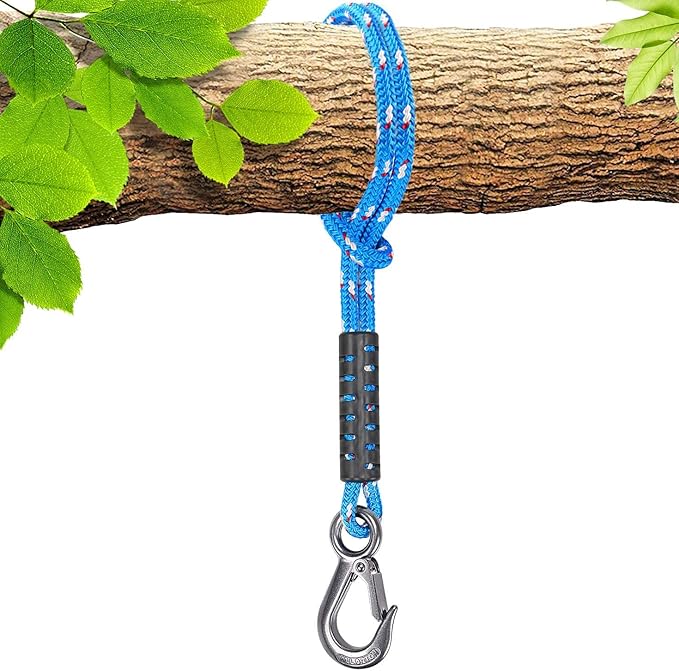 BeneLabel 1 Pcs Tree Swing Rope, 19 inch, Hammock Tree Swing Hanging Strap, Heavy Duty Hook, for Indoor Outdoor Swing Hammock Playground Set Accessories Blue