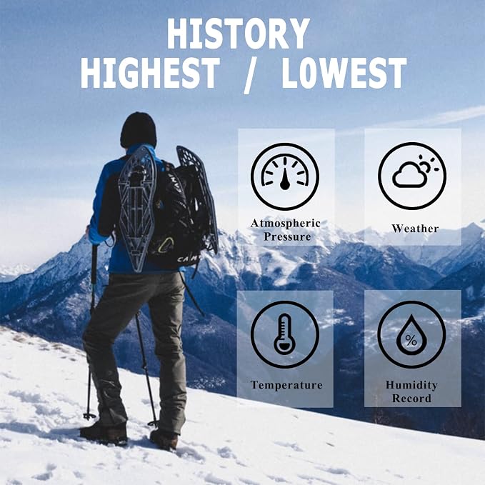Barometer Altimeter Compass LCD Digital Thermometer Watches-Hygrometer Weather Forecast Hand-Hold Hiking Flashlight Altimeter