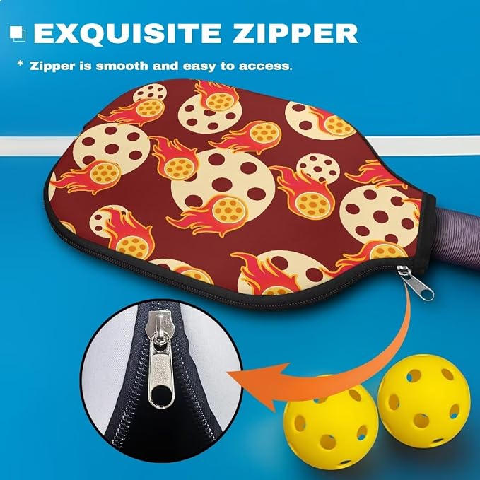 Pico Ball Flame Pickleball Paddle Cover Lightweight Pickle Ball Racket Case with Smooth Zipper 8.7 X 11.4 Inch Racket Sleeve Stylish Pickleball Covers for Paddles Gift for Women Men